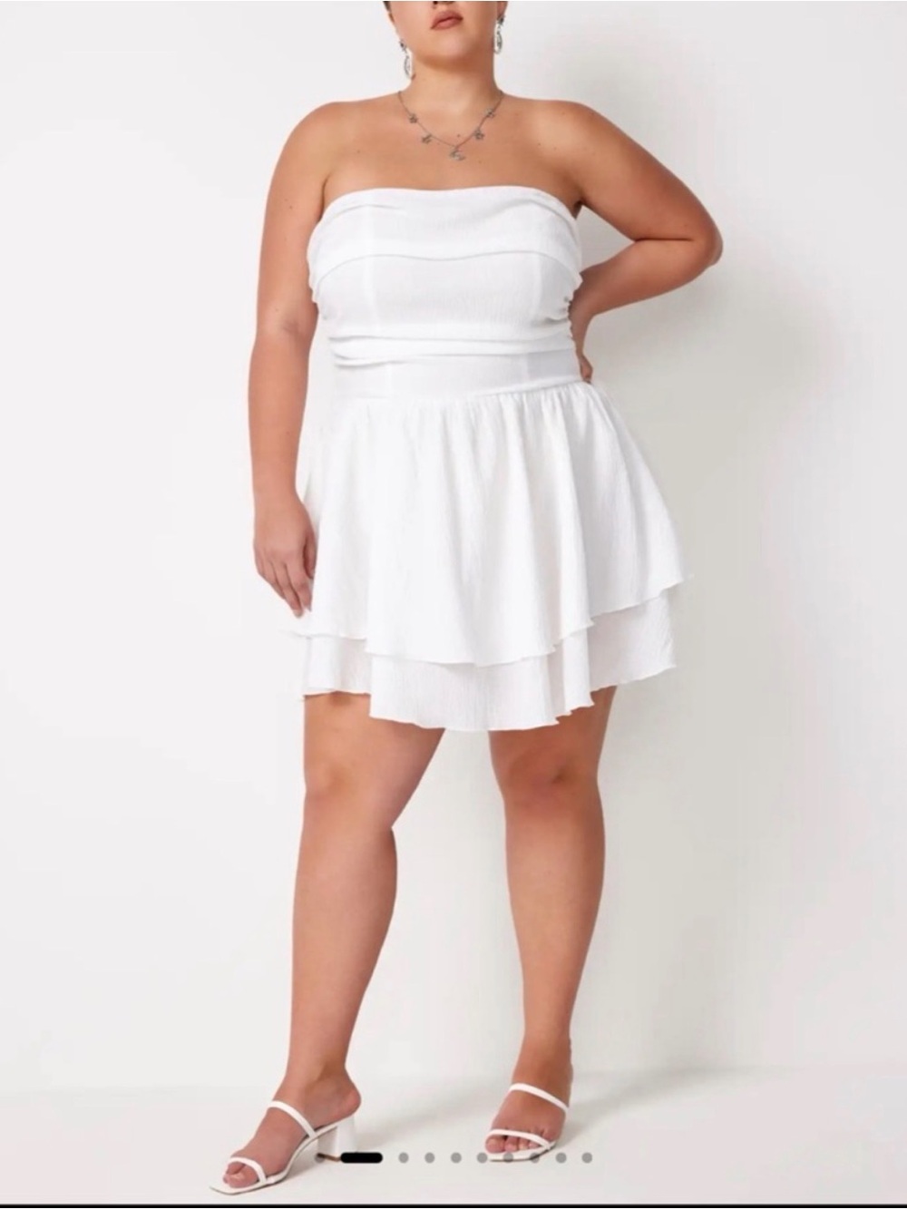 Cider Tube Ruched Ruffle Mini Dress